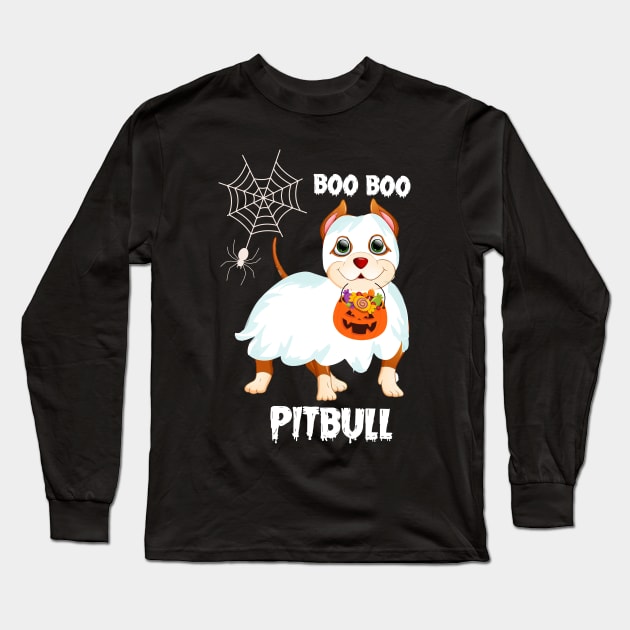 Boo Boo Pitbull Halloween T-shirts Long Sleeve T-Shirt by Him